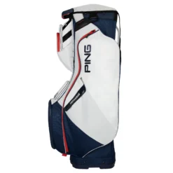 PING Traverse Golf Cart Bag - Platinum/Navy/Red -Golf Gear Shop Traverse Platinum Navy Red Side